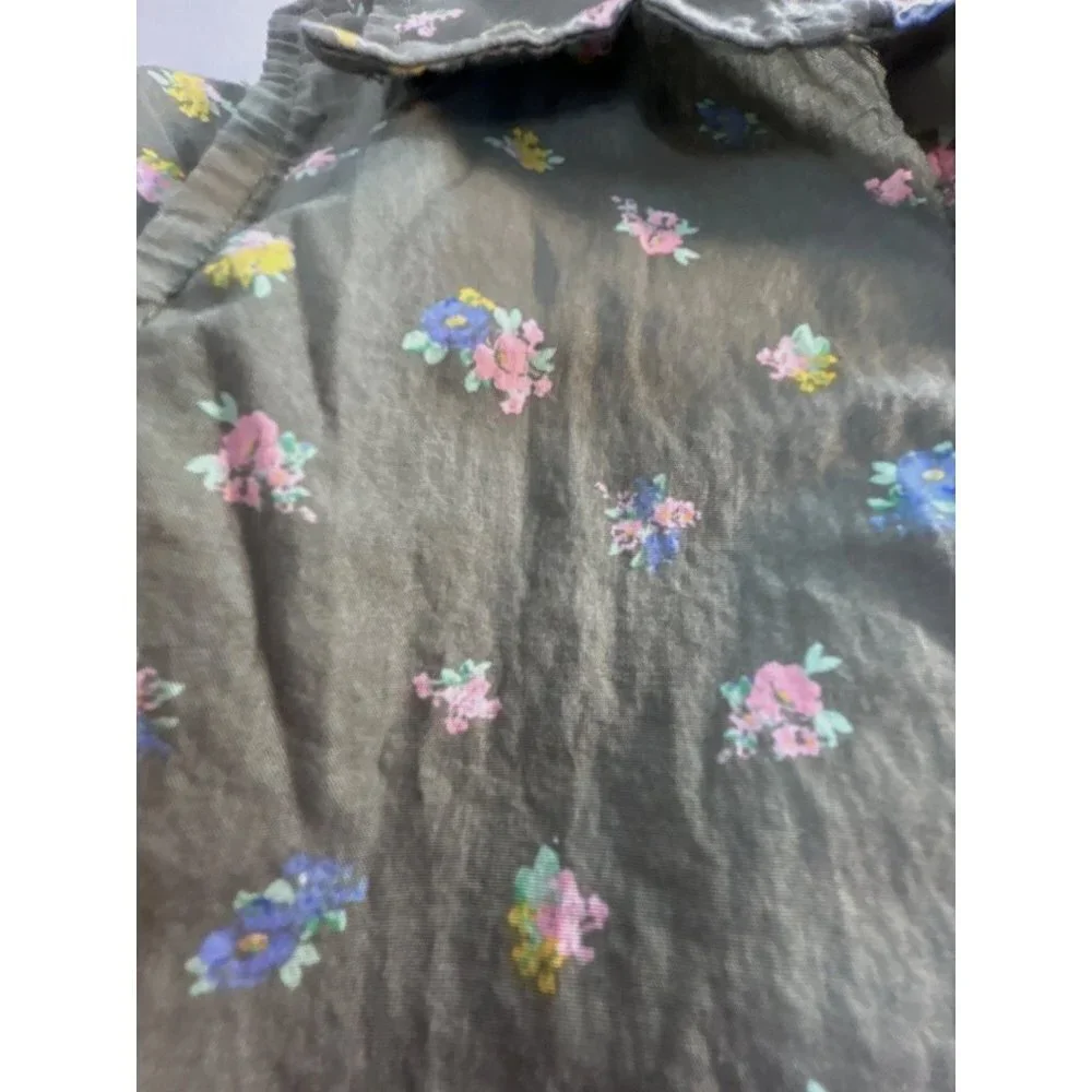 Penelope Mack Girls Top Green Floral Collar Button -Up Ruffle Hem Size 10 - Picture 5 of 6